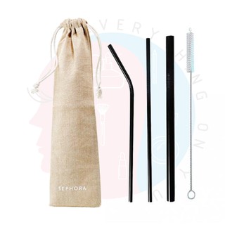 [พร้อมส่ง] Sephora Resuable Straws เซ็ตหลอด 3 ชิ้นสุดคุ้ม พร้อมแปรงล้าง และถุงผ้า