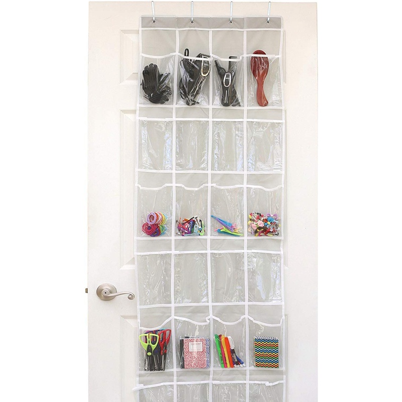 Cod 24 Pockets Simple Houseware Crystal Clear Over The Door Hanging Shoe Organizer White48 8720