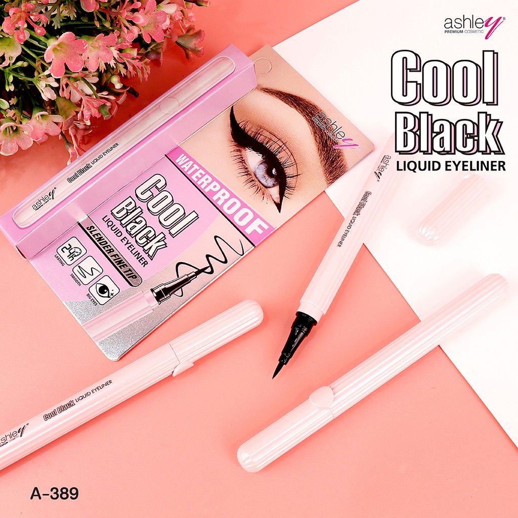 อายไลเนอร์ A-389 Ashley Cool Black Liquid Eyeliner ดำสนิท