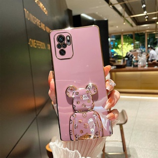 เคสโทรศัพท์มือถือ กันกระแทก ลายหมี พร้อมขาตั้ง สําหรับ Xiaomi Redmi Note 11s 11 10 10s 9 9s Pro