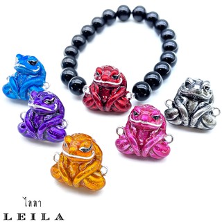 Leila Amulets กบกินเดือน รุ่นลงยา (พร้อมกำไลหินฟรีตามรูป)