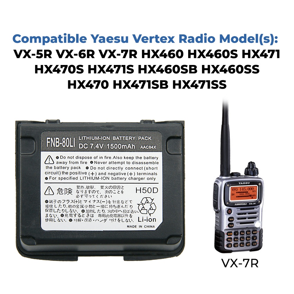 【D-10】แบตเตอรี่ Fnb-80li FNB-58Li แบบเปลี่ยน สําหรับวิทยุสองทาง Yaesu Vertex VX-7R VX-6R VX-5R HX470S HX471