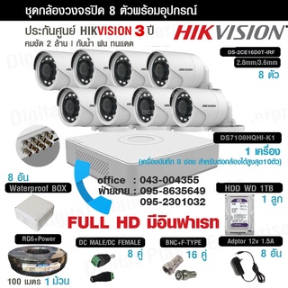 Set8ตัว#HIKVISION ความละเอียด 2 MP FULL HD