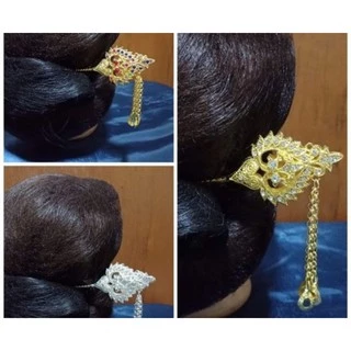 รัดเกล้าครึ่งเสี้ยวลายดอกพิกุล เครื่องประดับชุดไทย