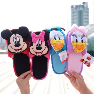 รองเท้าใส่ในบ้าน พื้นบาง 3D Mickey Mouse มิกกี้เม้าส์ &amp; Minnie มินนี่ &amp; Donald Duck โดนัลดั๊ก &amp; Daisy เดซี่ดั๊ก อ้าปาก