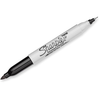 Sharpie ปากกาเคมี ปากกา Permanent ชาร์ปี้ 2 หัว 0.3mm &amp; 1.0mm (หมึกสีดำ)