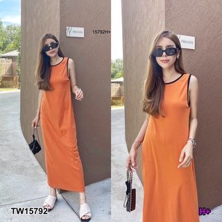 TW15792 Dress Stly Chill Chill เดรสแขนกุด ดีเทลแต่งกุ้นแขน สไตล์ชิวๆ เนื้อผ้ายูนิโคล่ ผ้านิ่ม ยืด