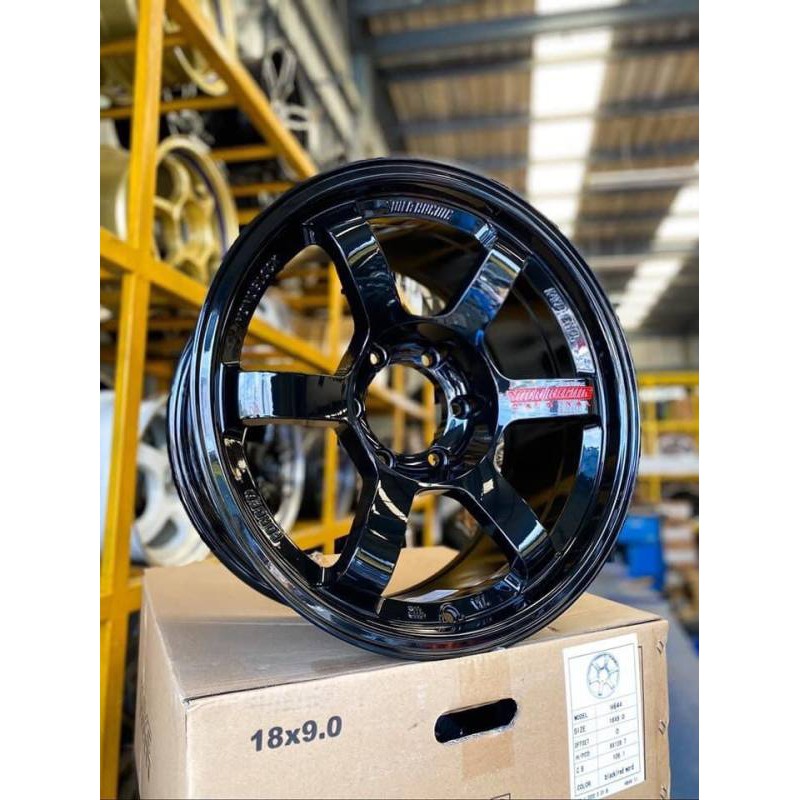 ล้อแม็กใหม่ TE37 SUV หยอดแดงก้านยก งานKAYS  สีดำเงา ขอบ18 - ( 18 x 6 รู ) หน้ากว้าง 9 x 9 -  OFF0 -