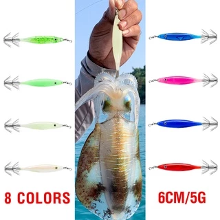 เหยื่อตกปลาหมึกเรืองแสงในที่มืด พลาสติกแข็ง 3D 8 สี 6 ซม. 5 กรัม 1 ชิ้น