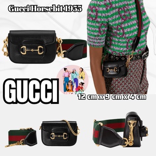 กุชชี่  GUCCI  Horsebit 1955 Series กระเป๋าสตางค์สายคล้องไหล่/กระเป๋าสตรี/กระเป๋าสะพายข้าง/กระเป๋าสะพาย/กระเป๋าเหรียญ