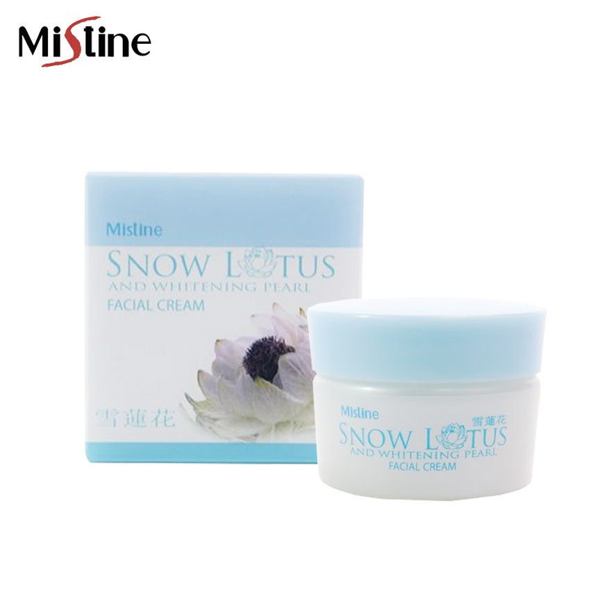 MISTINE SNOW LOTUS AND WHITENING PEARL FACIAL CREAM 30G. มิสทิน สูตรบัวหิมะและไข่มุก ครีมบำรุงผิวหน้า ครีมทาหน้า 1กระปุก