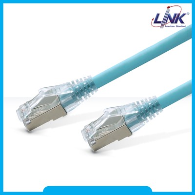 [ใหม่] LINK สายแลน CAT6A Shield RJ45-RJ45 PATCH CORD XG LSZH US-52XXSLZ-9 สี Aqua Blue รองรับความเร็ว 10 Gbps
