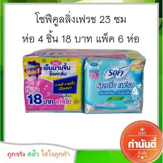 ผ้าอนามัยโซฟีคูลลิ่งเฟรช 23 ซม 4 ชิ้น 18 บาท ยกแพ็ค 6 ห่อ