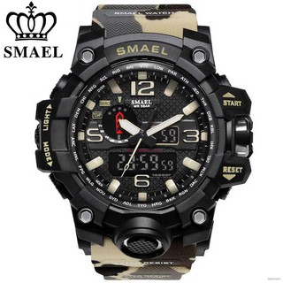 ✕✗◑นาฬิกาข้อมือผู้ชายลายพรางกีฬา SMAEL 1545B 50M นาฬิกาอิเล็กทรอนิกส์กันน้ำ