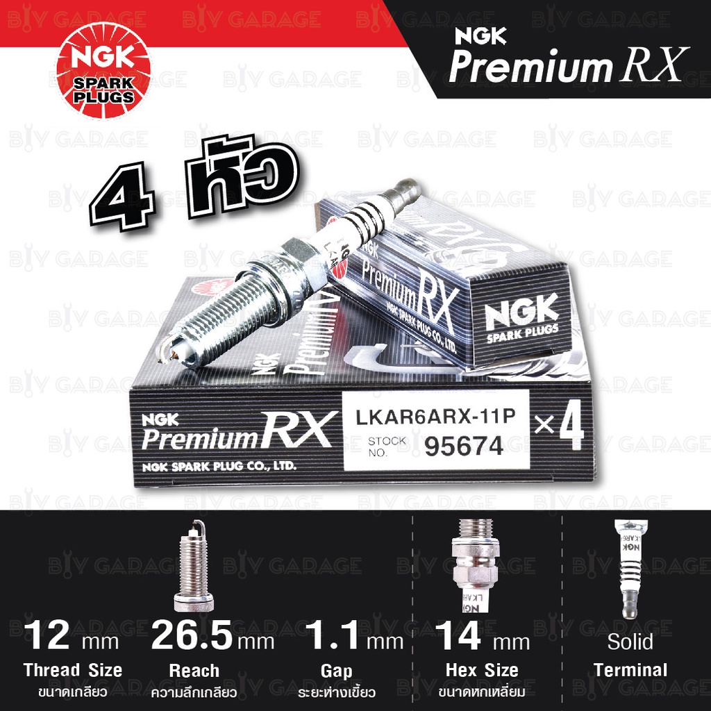 NGK หัวเทียน Premium RX ขั้ว Ruthenium 【 LKAR6ARX-11P 】 4 หัว ใช้สำหรับ Nissan Teana J32 แทน FXE20HR11 - Made in Japan