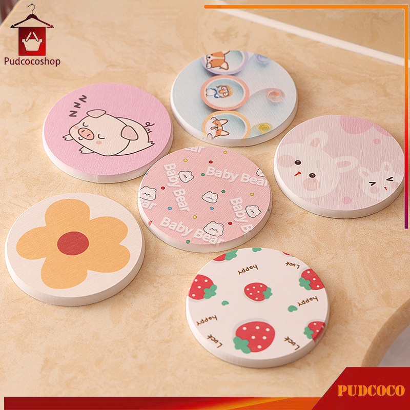 ที่รองแก้ว กันลื่น ซึมซับน้ำไว  กันร้อน กันลื่น ลายการ์ตูนน่ารัก