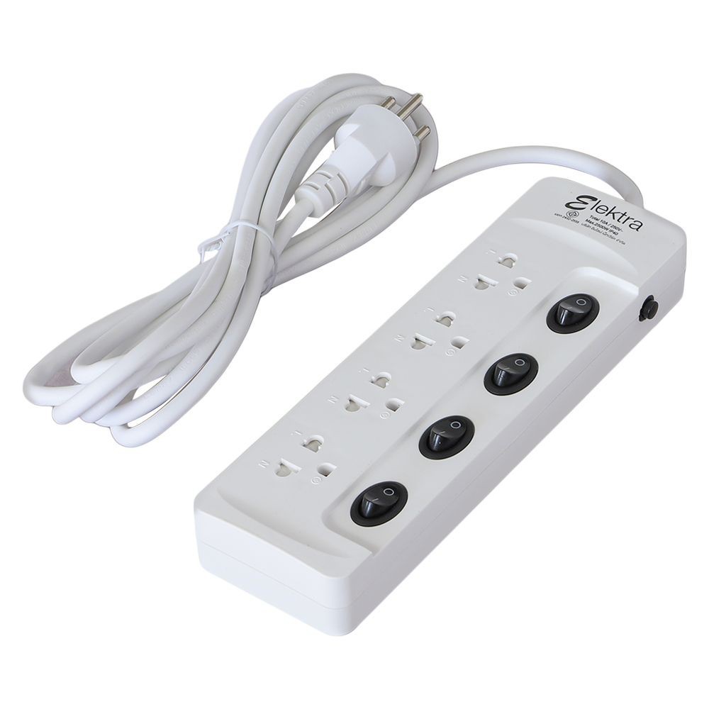 รางปลั๊กไฟ 4 ช่อง 4 สวิตช์ ELEKTRA ET443M-SBK 3 ม.  POWER STRIP ELEKTRA ET443M-SBK 4-OUTLET 4-SWITCH