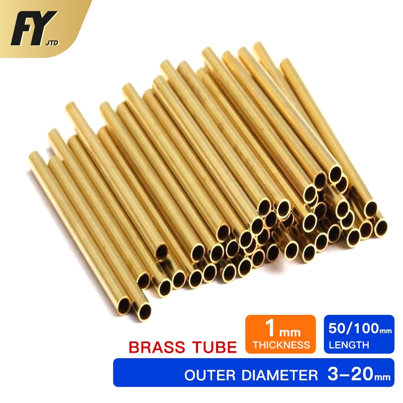ท่อทองเหลือง หนา 1 มม. ยาว 50/100 มม. 5/10 ซม. OD 5-10 มม. DIY