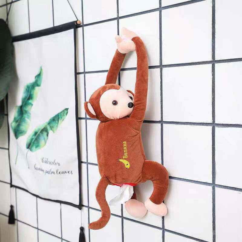 ตุ๊กตาลิงใส่ทิชชูแบบแขวนตุ๊กตาใส่ทิชชูลายสัตว์ตุ๊กกตาใส่ทิชชูลายการ์ตูน ตุ๊กตาลิงใส่ทิชชู่ ตกแต่งบ้าน ตกแต่งรถ#A016