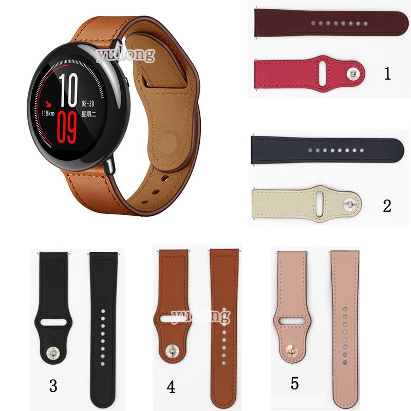 22mm สายหนังแท้สำหรับ Huami Amazfit Bip5 Bip 5 Stratos 2 2S 3 Pace