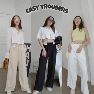 กางเกงขายาวแต่งขอบเอว✨Casy trousers✨ดีเทลทรงกระบอกสวยมาก✨ป้ายAkkara