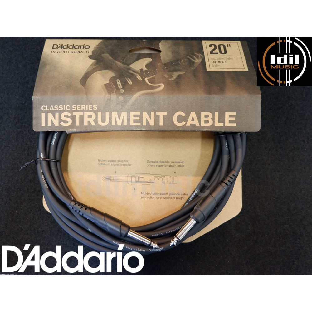 สายแจ็คกีตาร์ แบบหัวตรง/หัวตรง D'Addario® Planet Waves รุ่น Classic Series Instrument Cable PW-CGT-2