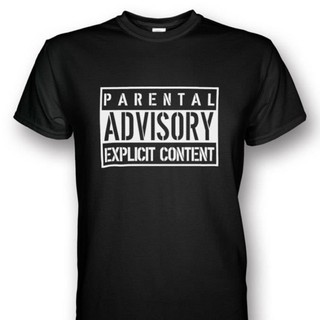 Parental Advisory Explicit เสื้อยืดคอกลมผ้าฝ้ายสำหรับผู้ชาย