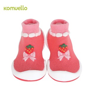 Komuello รองเท้าหัดเดิน ลายสตอร์เบอรรี่ รองเท้าเด็กอ่อน