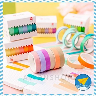 ✈ Avionshop - (กล่อง 6 ม้วน) วาชิเทป เทปตกแต่ง เทปสีสดใส ยาว 3 เมตร