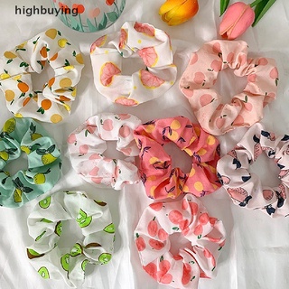 [highbuying] เกาหลี หวาน น่ารัก อะโวคาโด ผลไม้ พิมพ์ลายดอกไม้ สครันชี่ สําหรับผู้หญิง อุปกรณ์ผม ใหม่