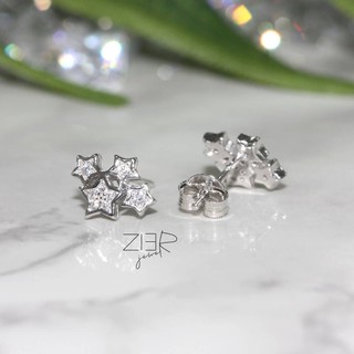 ต่างหูเงินแท้ 925 ประดับพลอยCZ Earring Silver 925 With Cubic Zirconia-(E04180344)