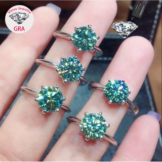 [พร้อมใบรับรอง Gra] แหวน Moissanite แท้ T Home Six Claw S925 แหวนเงิน Moissanite Diamond Women