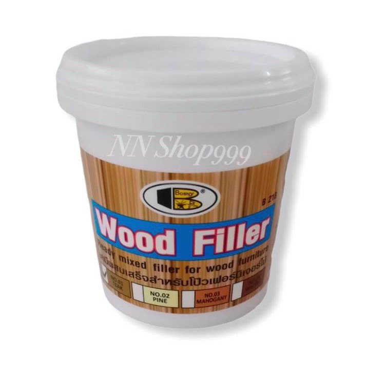 สีโป๊วไม้ Bosny(บอสนี่) 0.5 kg. สีอุดร่องไม้ สีโป้วไม้ Wood Filler อุดรอยร้าวไม้ อุดรอยแตกของไม้ สีทาไม้