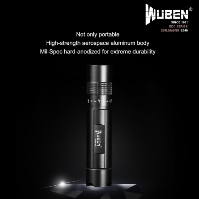 Wuben E349 EDC Mini Flashlight Cree XP-G2 260LM มินิยูเอสบีชาร์จ พวงกุญแจไฟฉาย