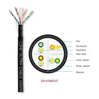 ✔ของแท้✔สายแลน LINK (US-9106OUT-1) CAT6 UTP Cable (100m/Box) Outdoor Original สายแลนนอกอาคาร (สีดำ)