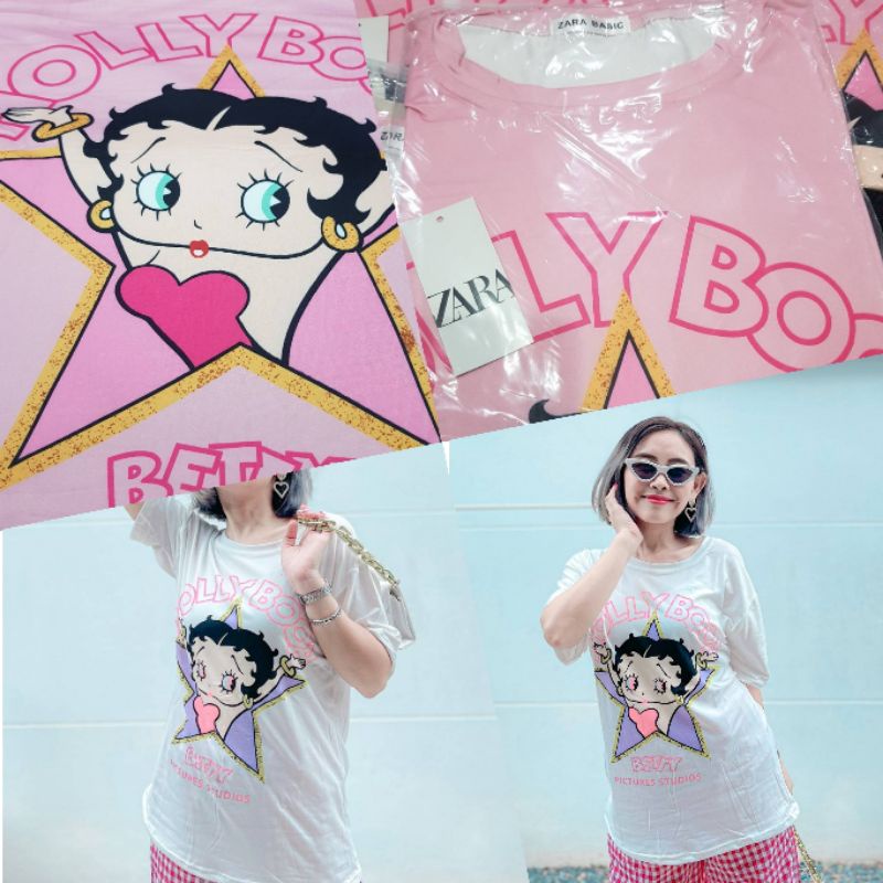 ✅ พร้อมส่ง เสื้อยืด Betty Boop  เสื้อยืด ZARA