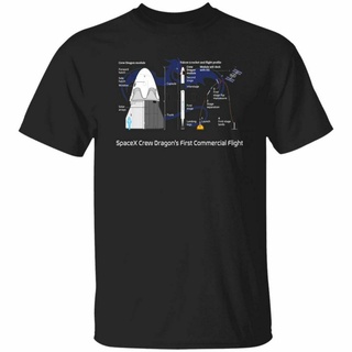 เสื้อยืดผ้าฝ้ายพิมพ์ลายขายดีเสื้อยืด พิมพ์ลายมังกรบินอวกาศ Nasa Iss Spacex Elon สีดํา แบบสร้างสรรค์