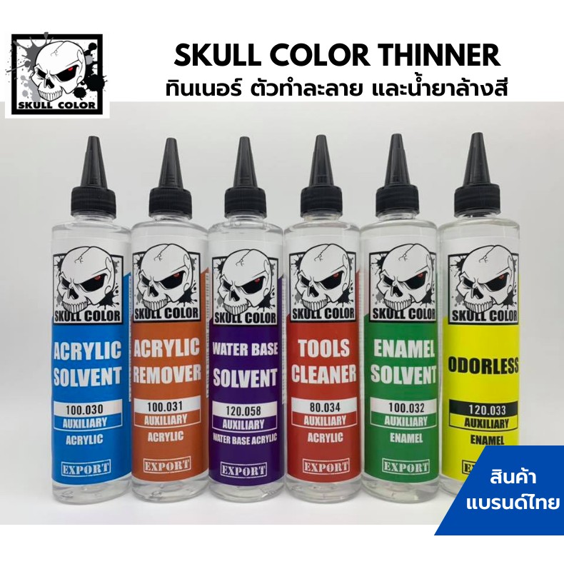 Skull Color Thinner ทินเนอร์ ทินเนอร์ผสมสี น้ำยาล้างสี พลาสติกโมเดล รถยนต์ รถถัง เครื่องบิน เรือ ฟิก