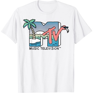 เสื้อยืดผ้าฝ้ายพิมพ์ลายแฟชั่น เสื้อยืด พิมพ์ลายกราฟฟิคโลโก้ฟลามิงโก้ MTV Beach Island สไตล์วินเทจ