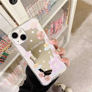 เคสกระจกแต่งหน้า กันกระแทก สําหรับ Apple iPhone15 6 7 8Plus XsMax XR 11 14 pro 13Pro Max