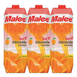 มาลี น้ำส้มสายน้ำผึ้ง 100% 1000 มล. x 3 กล่อง Malee orange juice, honeysuckle 100% 1000 ml. X 3 boxes