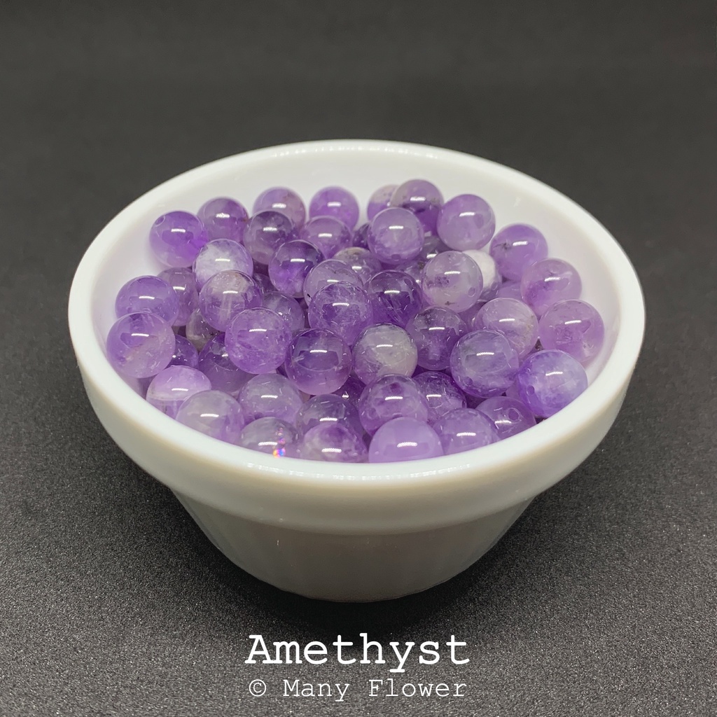หินนำโชค อเมทิสต์(Amethyst) ขนาด 8mm 5-10 เม็ด