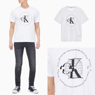 CKCALVIN KLEIN ROUND LOGO T-SHIRT เสื้อยืดคอกลมแขนสั้นแบรนด์