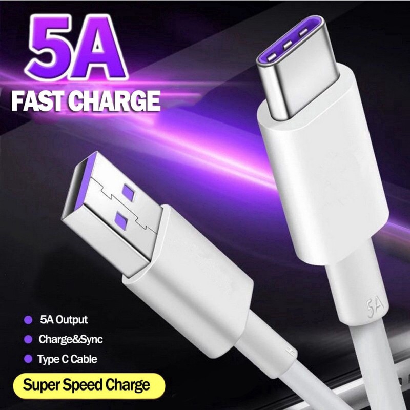 1m Fast Quick Charger Charge ประเภท C สําหรับ Huawei Supercharge 5A USB 3.0 Type-C สาย Realme 8 Pro 