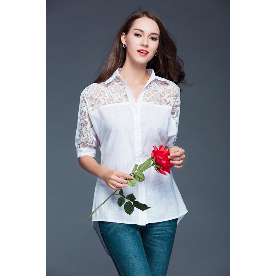 Lulubigsize เสื้อผ้าคนอ้วน สาวไซส์ใหญ่ รุ่น PR51-009 ขาว