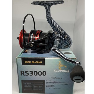 รอกสปินนิ่ง scorpion รุ่น RS 2000/ 3000/ 4000/ 5000 สปูนโลหะ 3bb/รอกสปิน