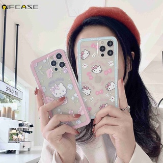 Vivo iQOO 8 5 Pro Neo 5 3 Z1x Z1 X70 X60 X50 X27 Pro X21 UD Phone Case Pink Hello Kitty Bowknot Bow Cat Flower Clear Transparent Cute Cartoon Fresh Simple Soft TPU Casing Case Cover