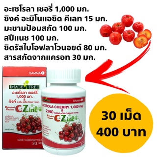 Image Tree Acerola Cherry 1000 mg Zinc Chelate 30 เม็ด อิมเมจทรีอะเซโรลาเชอร์รี่ &amp; ซิงค์