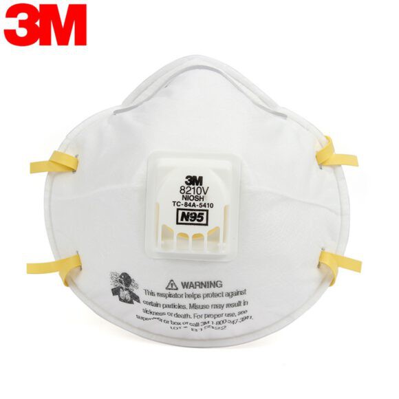 3M 8210V N95 หน้ากากป้องกันฝุ่นชนิดมีวาล์ว Mask 3M Valved Respirator 8210V ของแท้ 100% (กล่อง10ชิ้น)