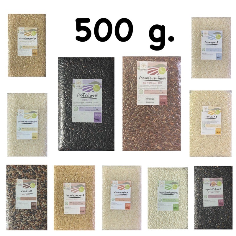 🌾ข้าวปลอดสาร ตราไก่สีทอง แพ็คสูญญากาศ 500 กรัม มีข้าวไรซ์เบอร์รี่ ข้าวกล้องหอมปทุม ข้าวสามสี จมูกข้าวไรซ์เบอร์รี่